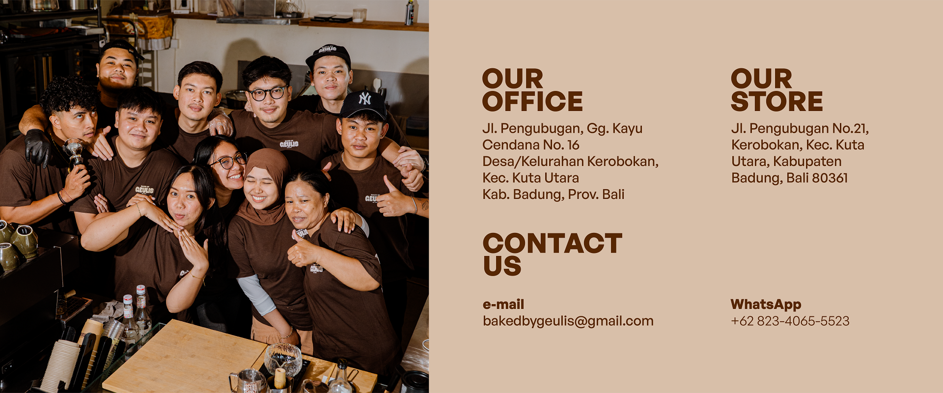 Our Office, Store and Contact — Baked by Geulis